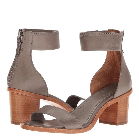 Frye Brielle Back-Zip Sandals | Garnet Hill Frye Brielle Charcoal Grey Wooden Ankle Sandals